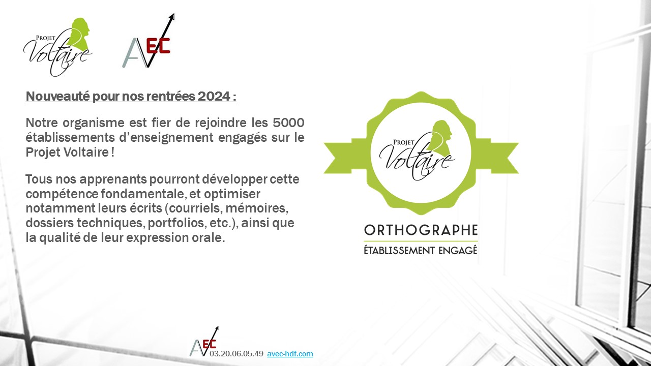La qualité de l'orthographe et le niveau d'expression de nos apprenants sont deux compétences fondamentales pour la poursuite de leurs parcours professionnels et/ou scolaires et leur crédibilité. Le Projet Voltaire a été créé en 2008, avec la conviction que la maîtrise de la langue est un socle fondamental pour toute une vie scolaire, étudiante, professionnelle, citoyenne et même familiale, synonyme de confiance en soi, d’efficacité et de liberté.
